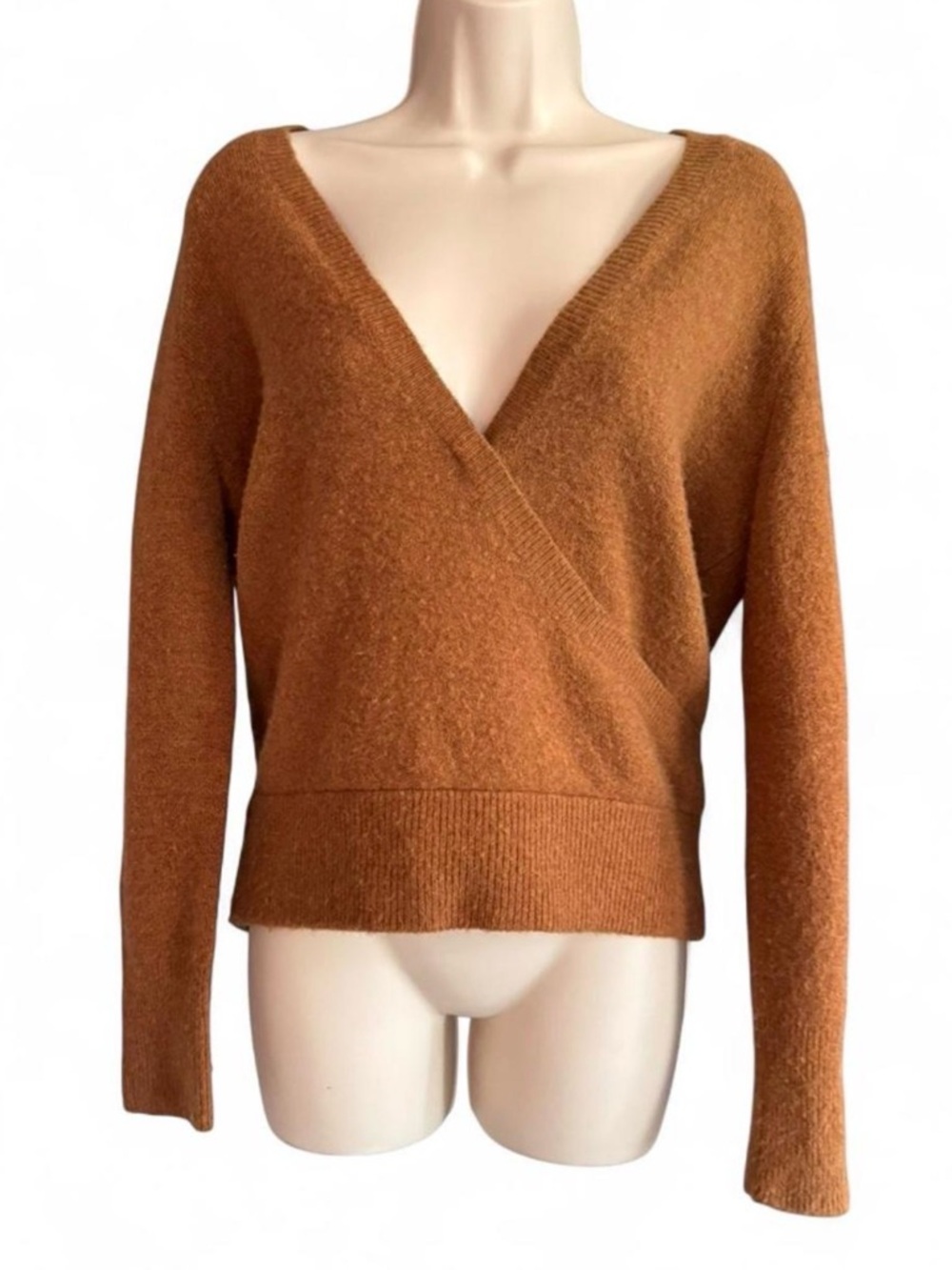 Madewell Burnt Orange Wrap V-Neck Sweater